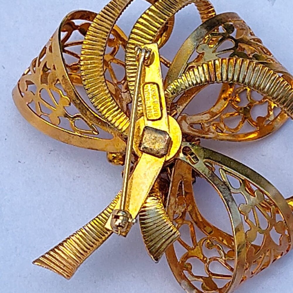 Bond Boyd Vintage Sterling with Gold finish colorful center flower crystal